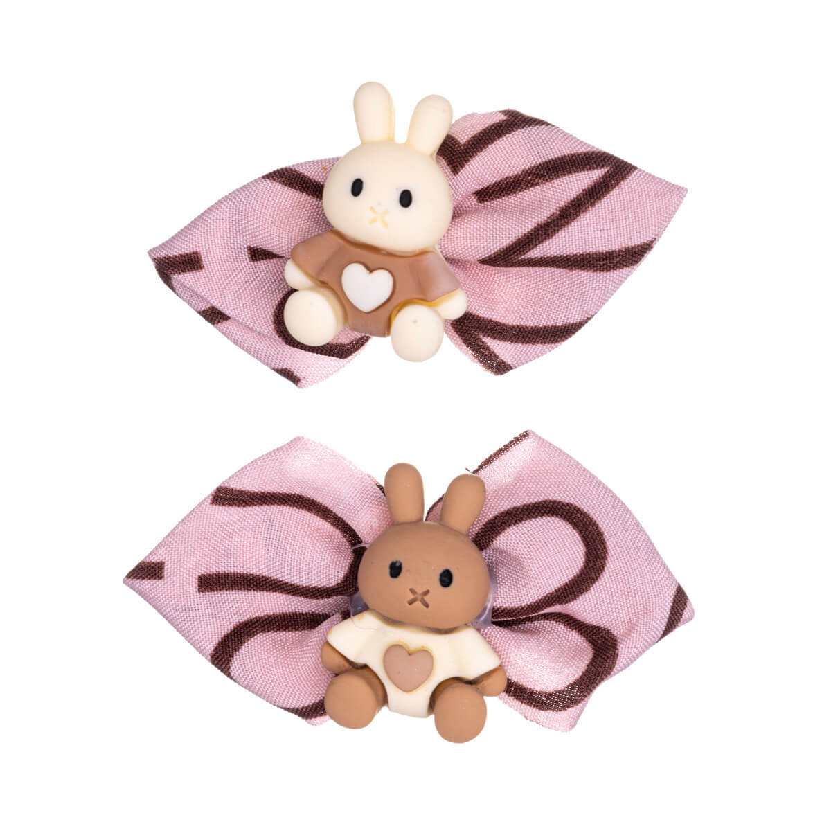 Children's hair clip with teddy bear and bow 2pcs
