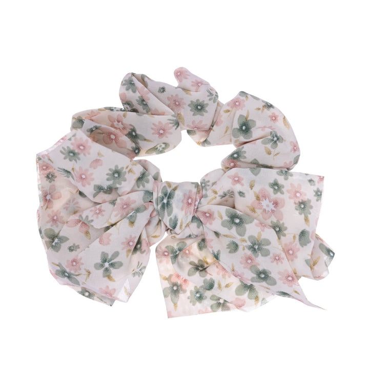 Bow tie scrunchie hairpin floral pattern