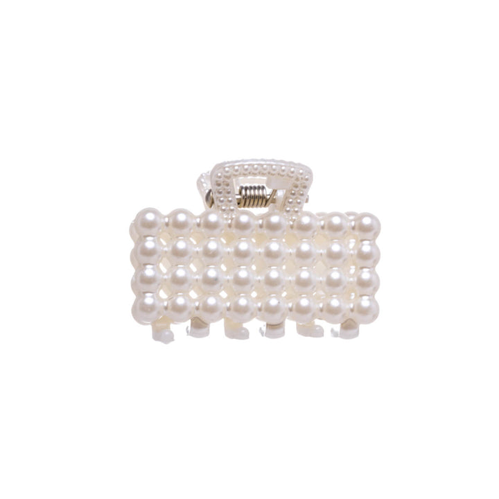 Rectangular pearl shark tooth hair clip 4cm