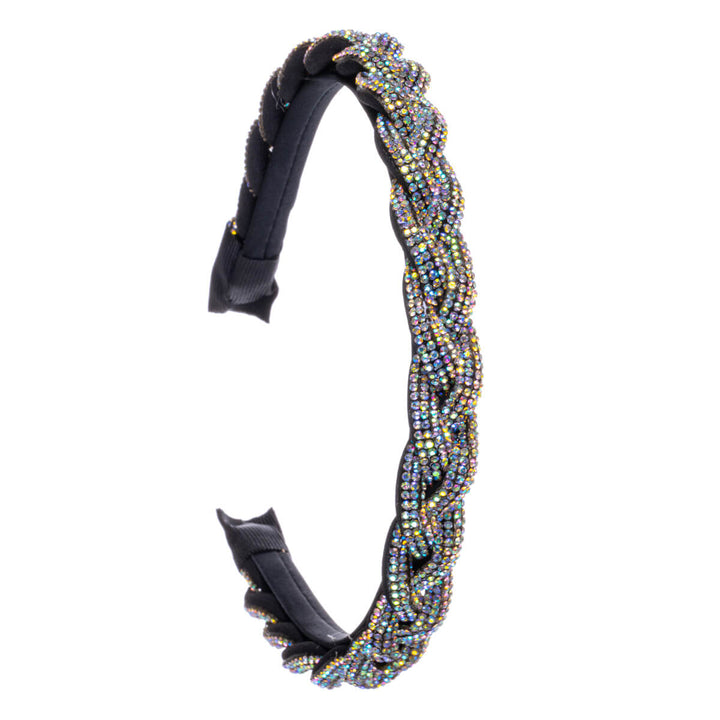 Glass stone decorated braided collar hairband 1,5cm