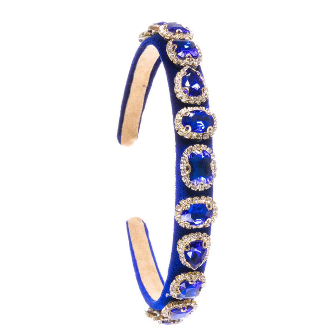 Glass stone decorated velvet hairband 1,8cm