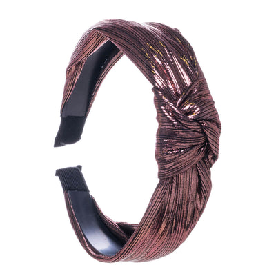 Striped metallic hairband with knot 3cm