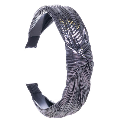 Striped metallic hairband with knot 3cm