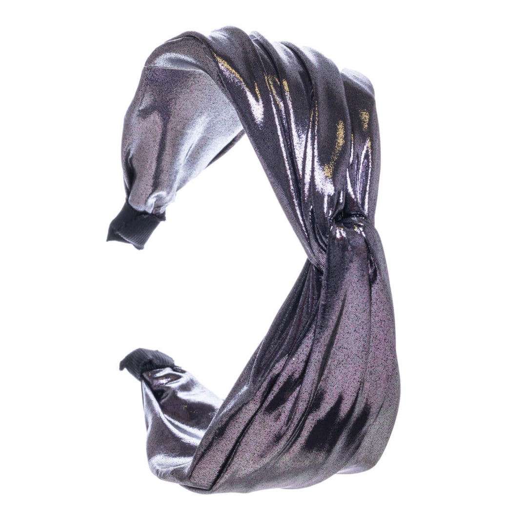 Glittery wide monochrome hairband with knot 6cm