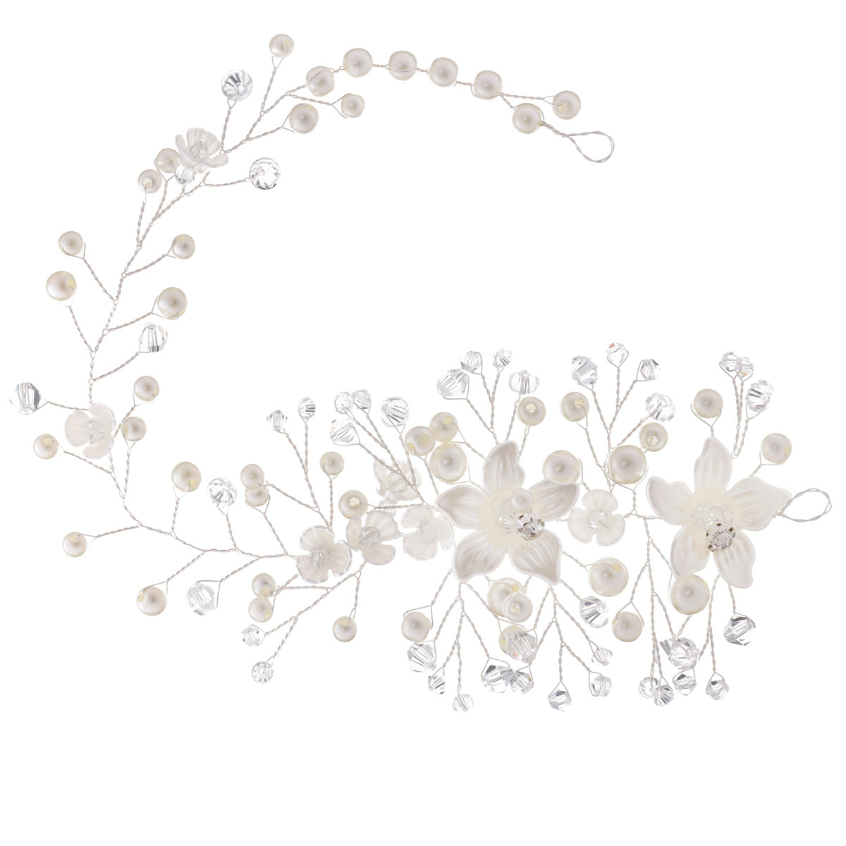 Shapable pearl hair ornament flower 28cm