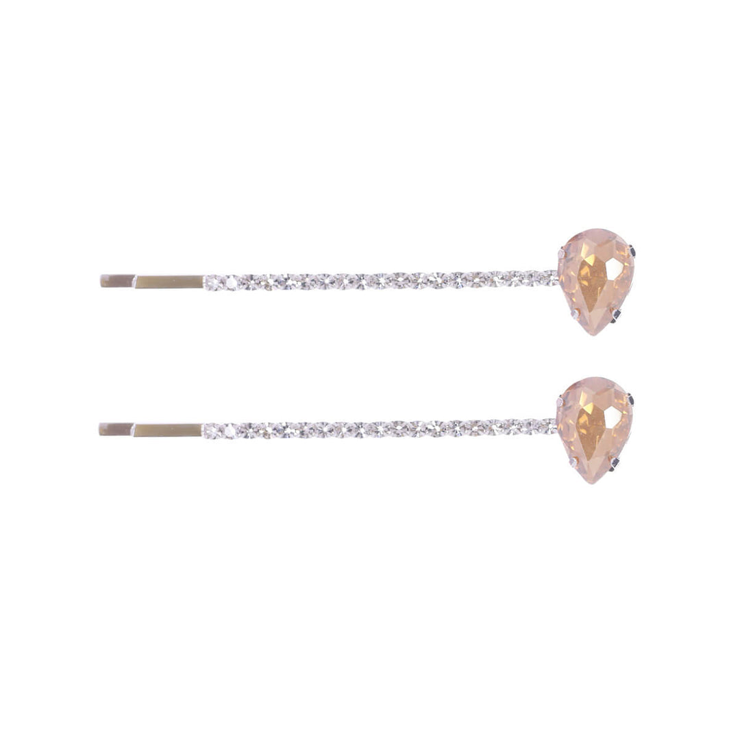 Glass stone droplet silver rhinestone surface 2pcs