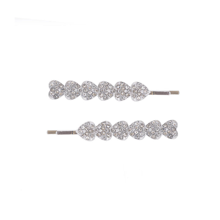 Heart hairpin glass stone rhinestone pin 2pcs