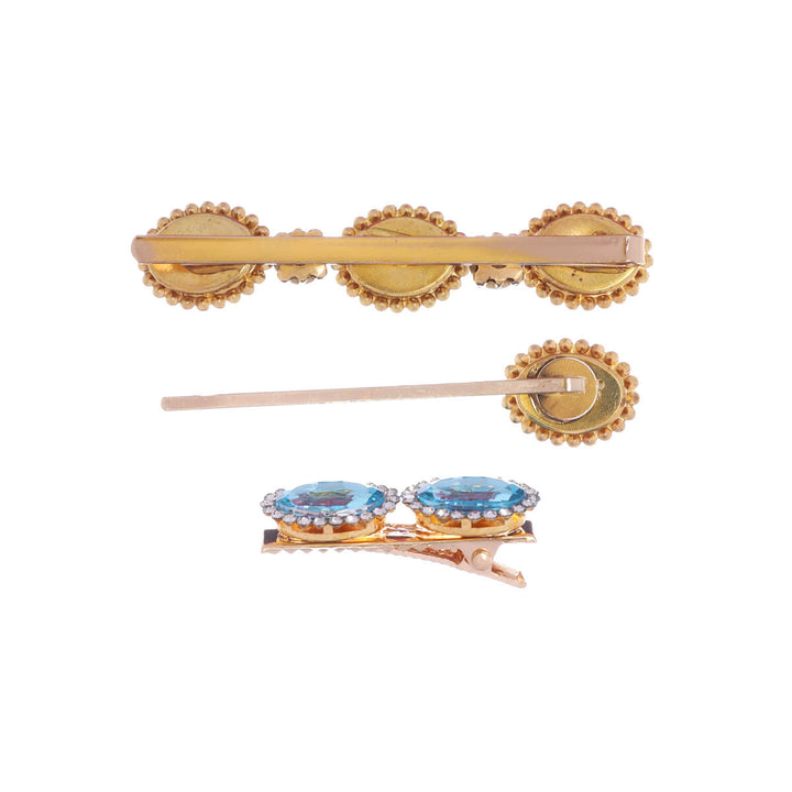Oval glitter hair clips 3pcs
