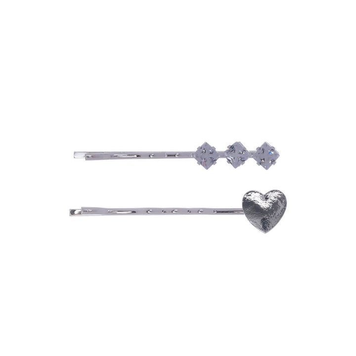 Sparkling heart hairpin set 2pcs