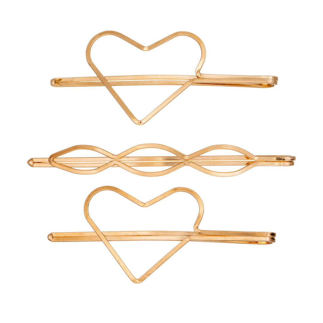 Metal hair pins heart hair pin set 3pcs