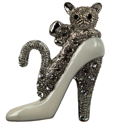 Brooch cat and high heel shoe