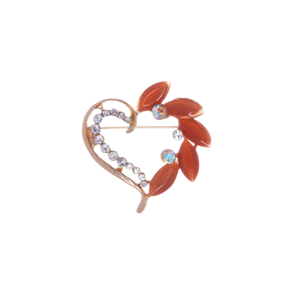 A glittering flower of the heart of the brooch