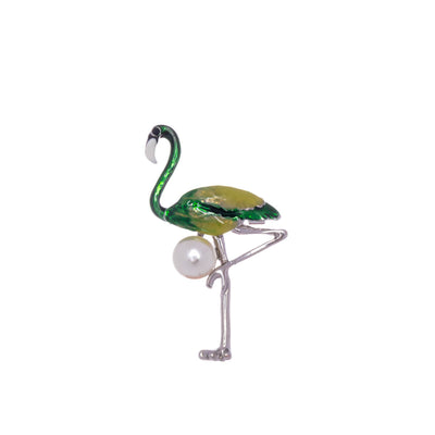 Flamingo brooch with pearl