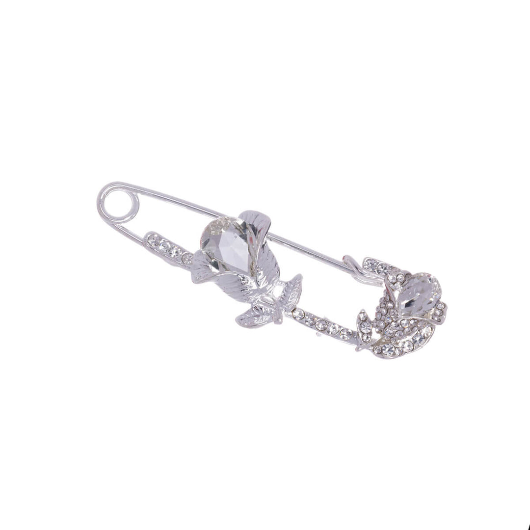 A glittering rhinestone hook -up brooch