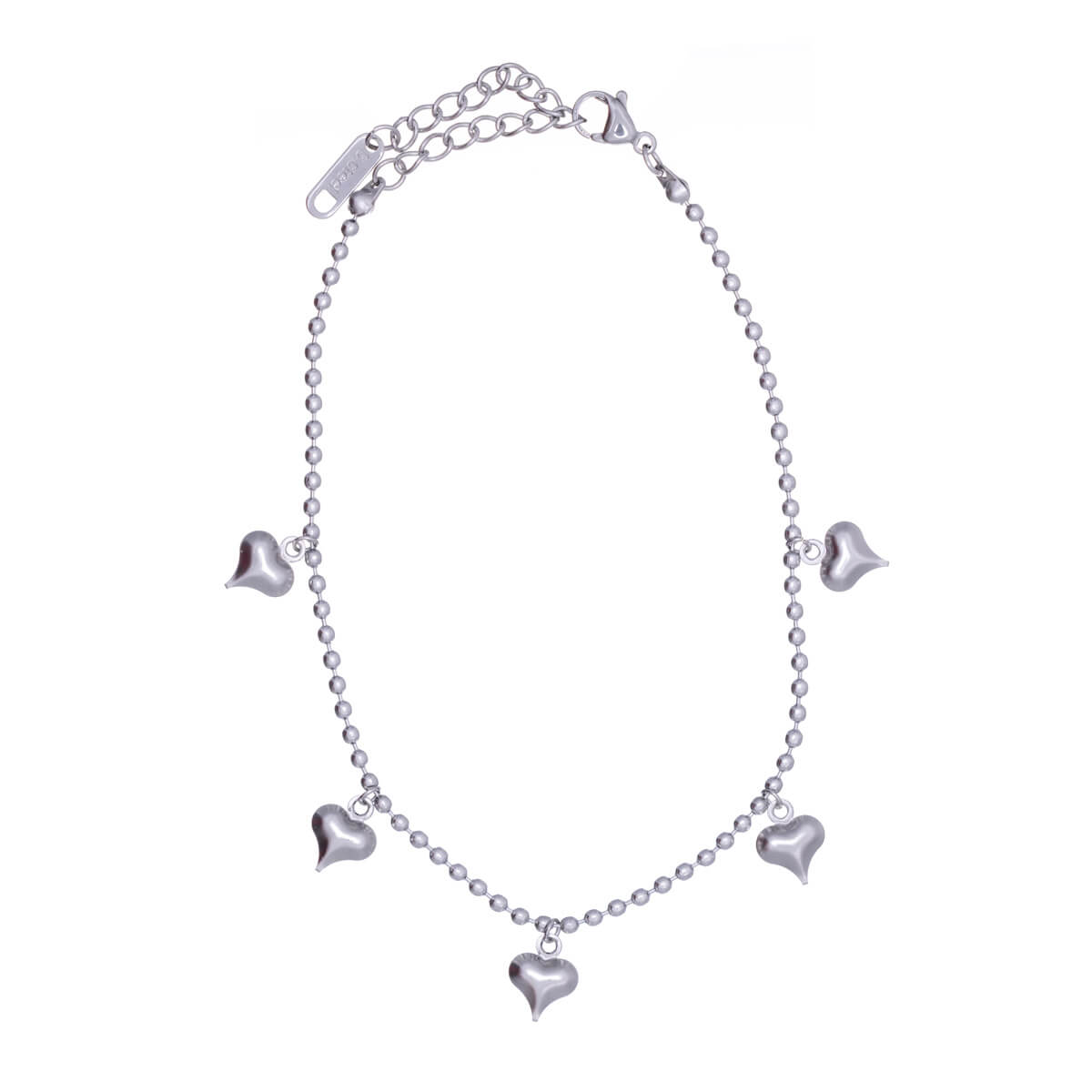 Heart pendant ankle chain steel ankle bracelet (Steel 316L)