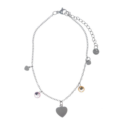 Steel ankle chain heart with pendants ankle bracelet (Steel 316L)