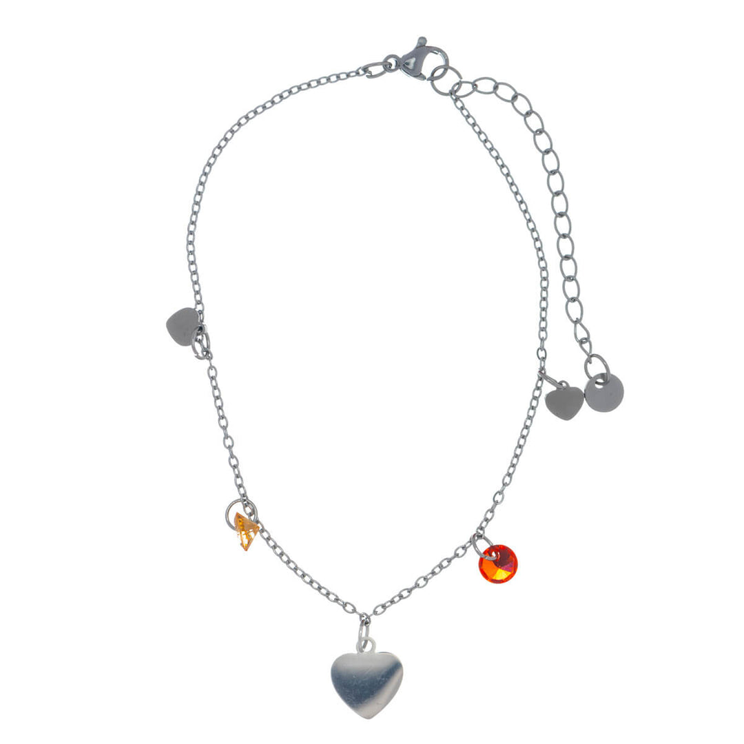 Steel ankle chain heart with pendants ankle bracelet (Steel 316L)