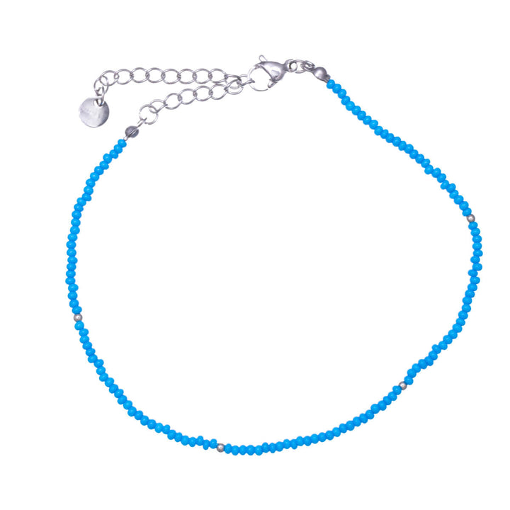 Steel ankle chain with small coloured beads (Steel 316L)