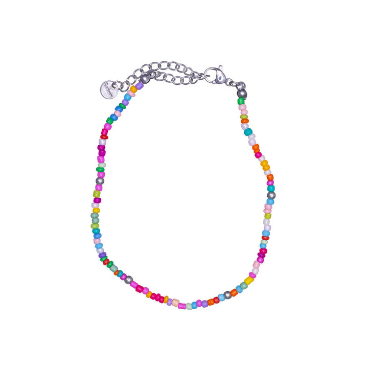 Steel ankle chain with small coloured beads (Steel 316L)