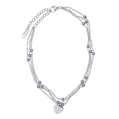 Heart pendant ankle chain with three chains ankle bracelet (Steel 316L)