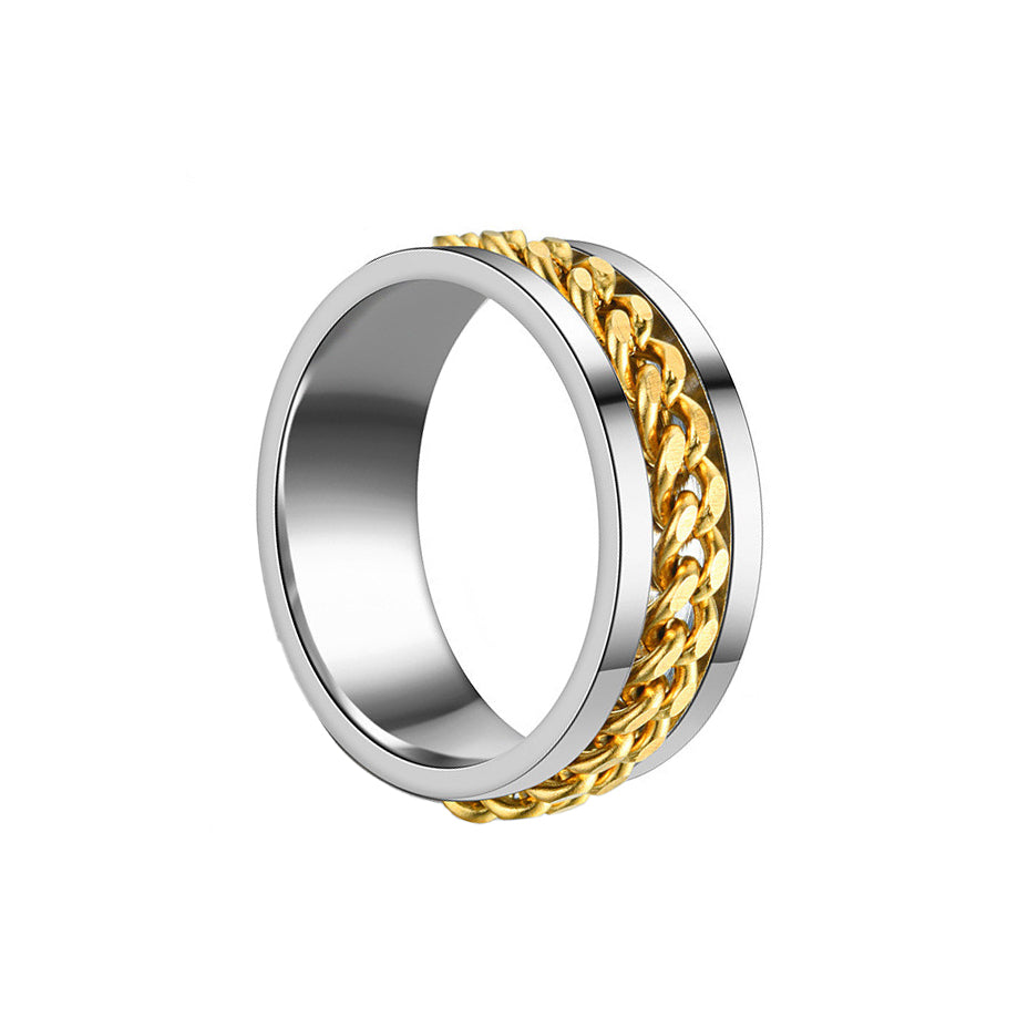Rotating chain ring spinner gold (Steel 316L)