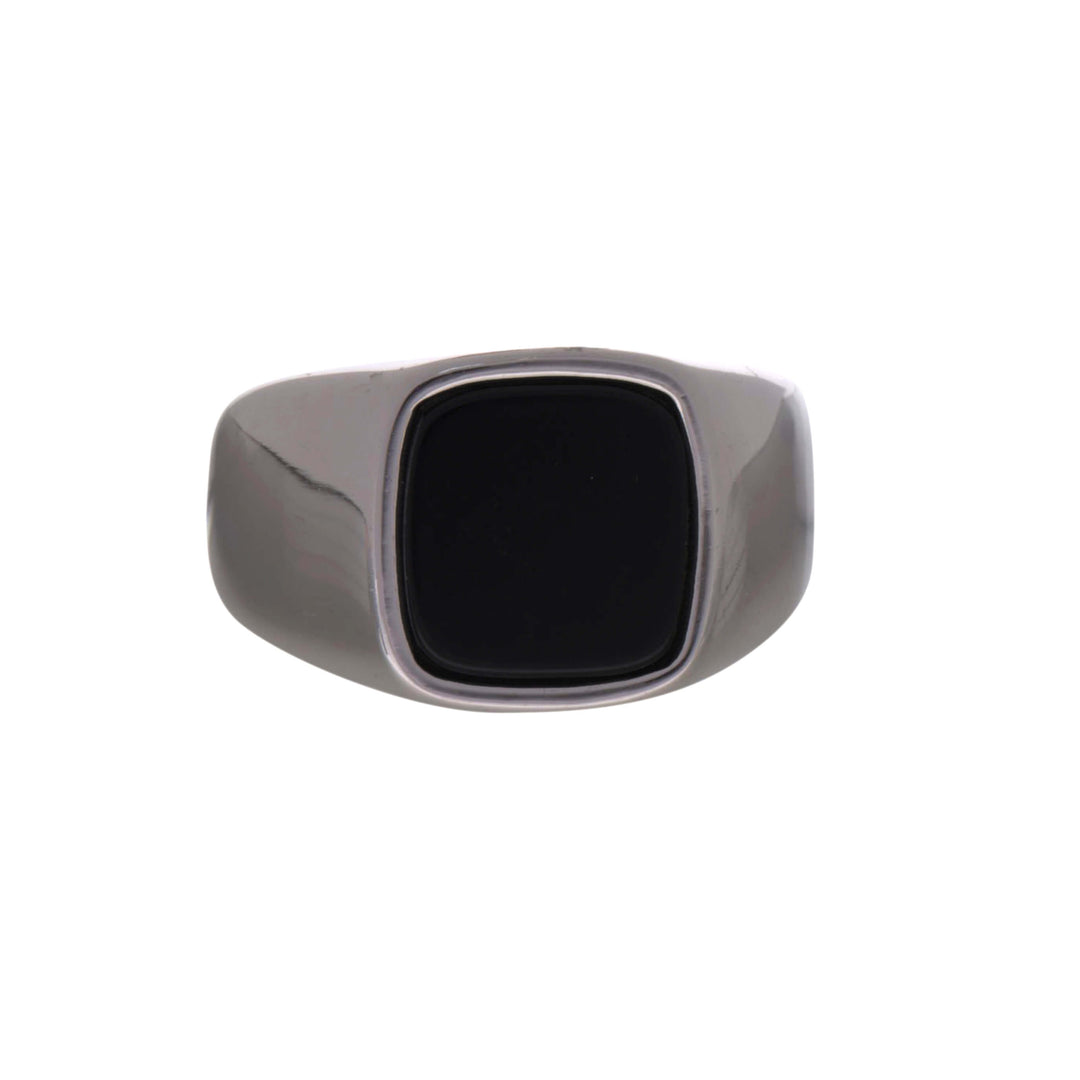 Black stoned wedding ring (steel 316L)