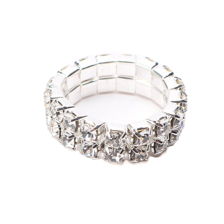 Elastic rhinestone ring 2 rows