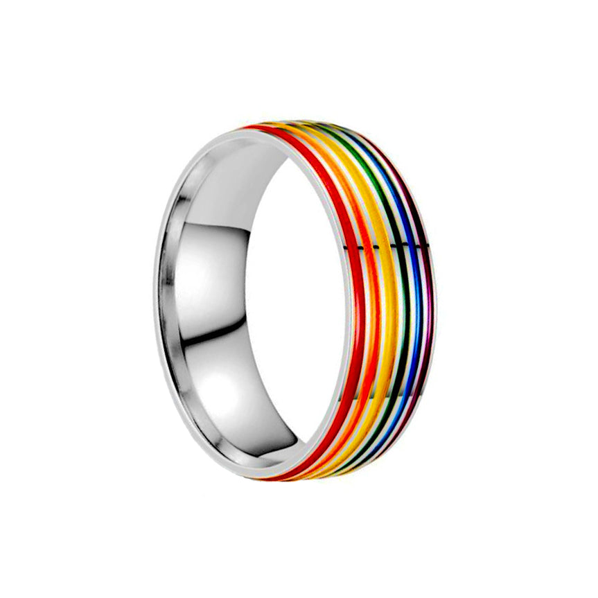 Rainbow steel ring pride ring 8mm (steel 316L)