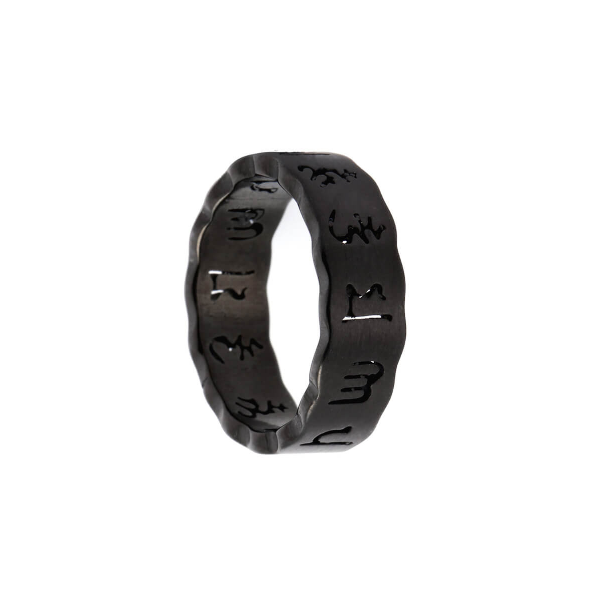 Textured brushed black steel ring 6mm (steel 316L)