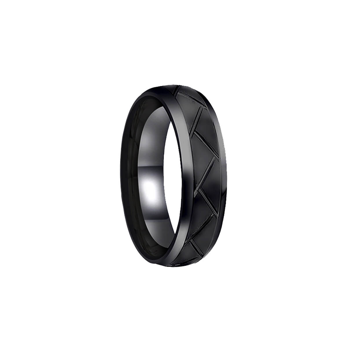 Textured black steel ring 8mm (steel 316L)