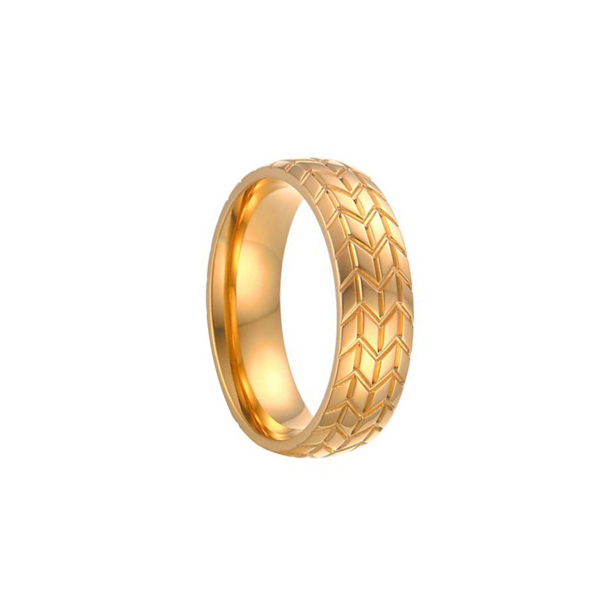 Snake patterned gold plated steel ring 6mm (steel 316L)