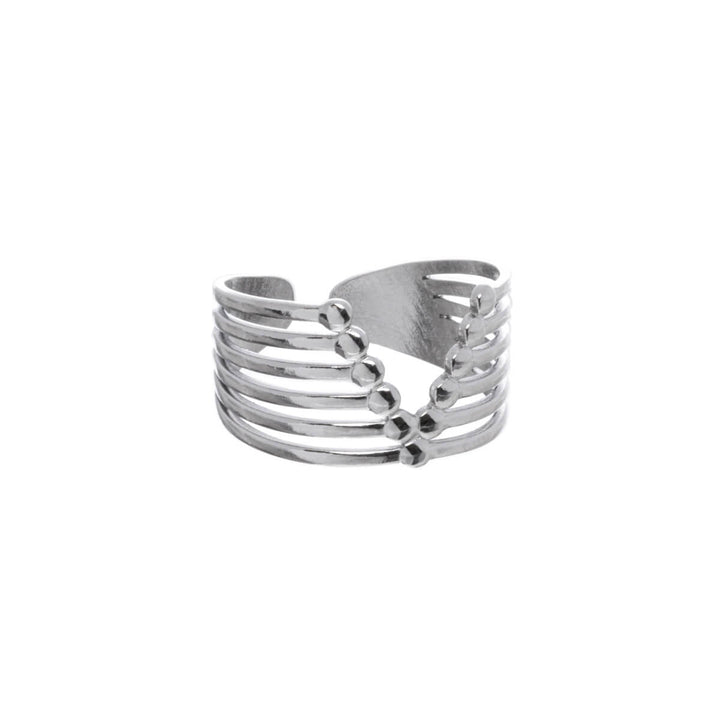 Six-stripe ring with V-opening (steel 316L)