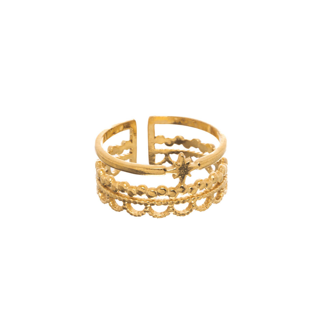 Three row crown ring (steel 316L)