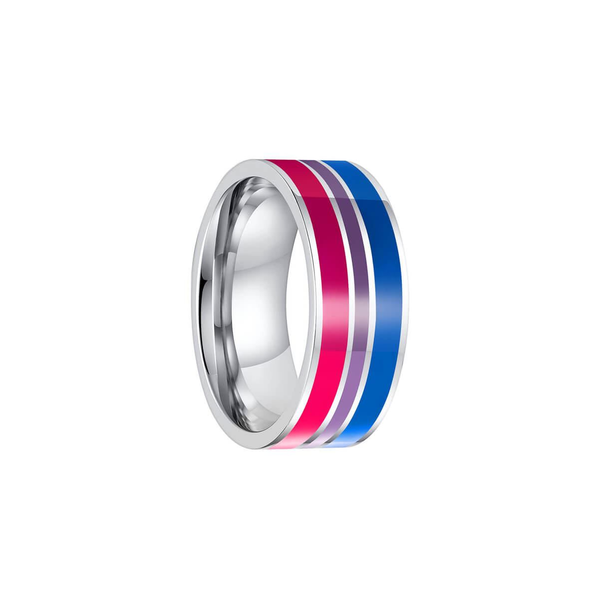 Pride ring striped steel ring 8mm (steel 316L)