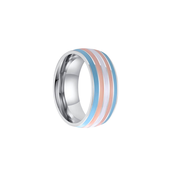 Pride ring striped steel ring 8mm (steel 316L)