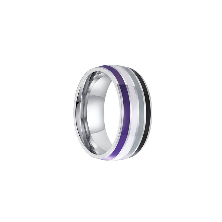 Pride sormus asexual terässormus 8mm (teräs 316L)