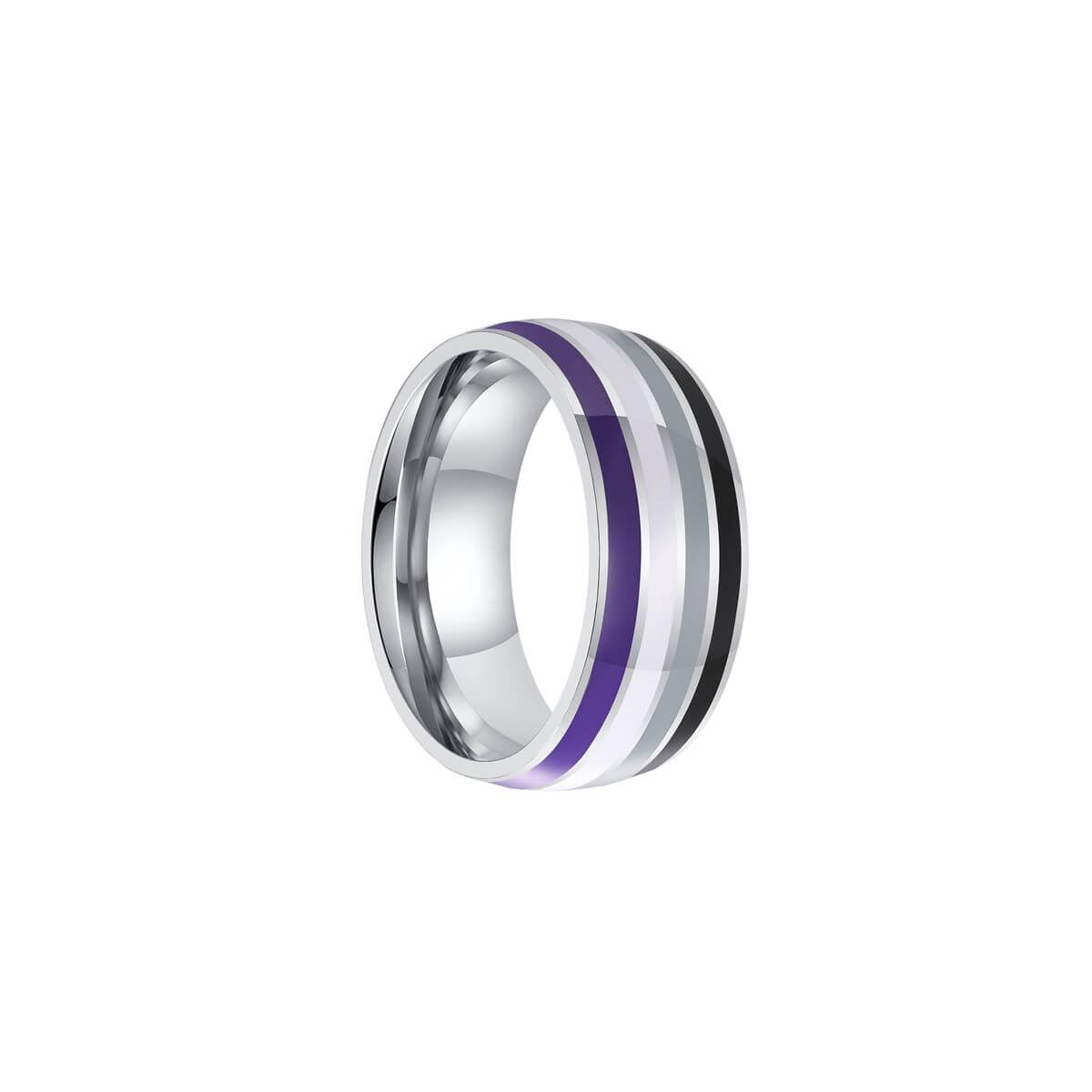 Pride ring asexual steel ring 8mm (steel 316L)