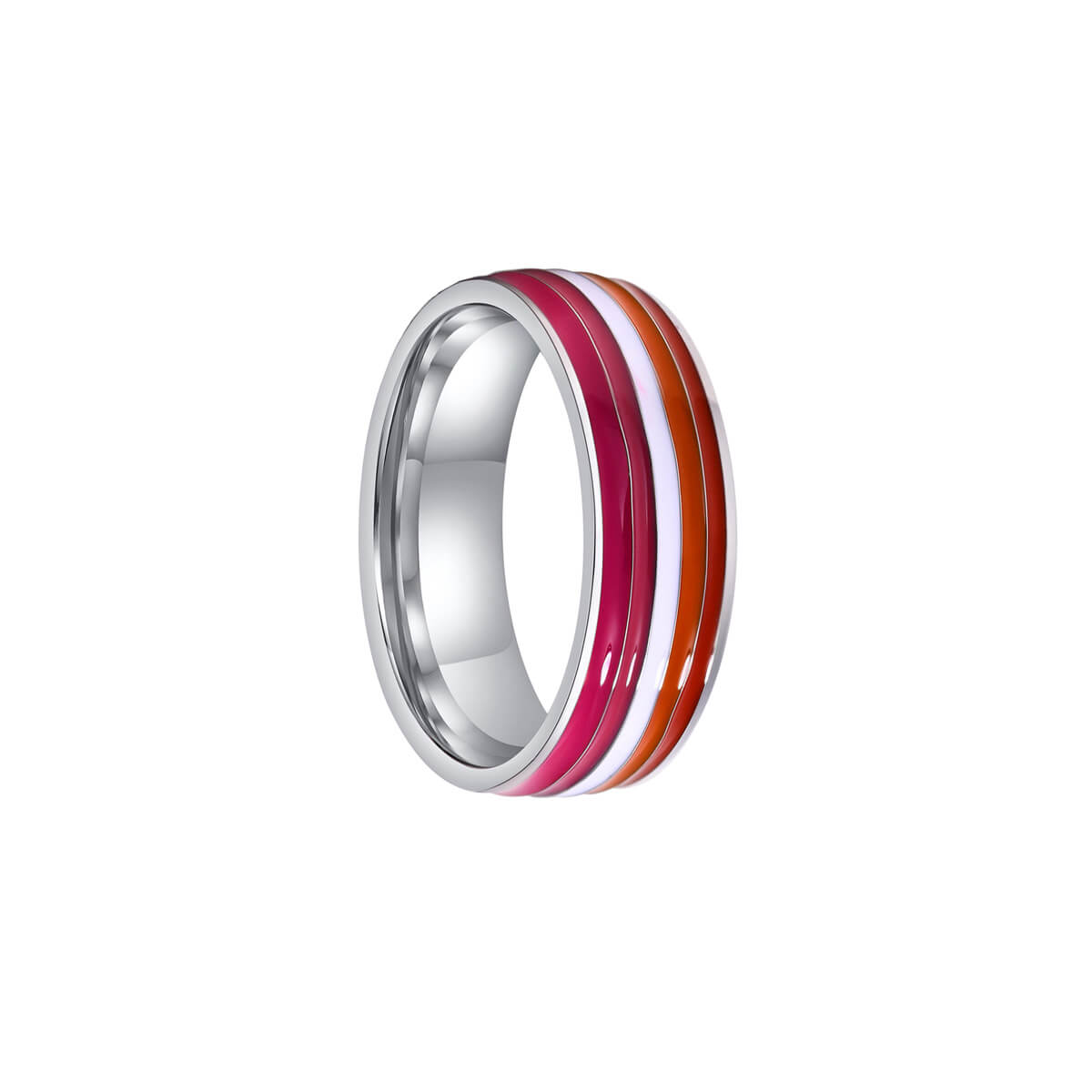 Pride ring striped steel ring 6mm (steel 316L)