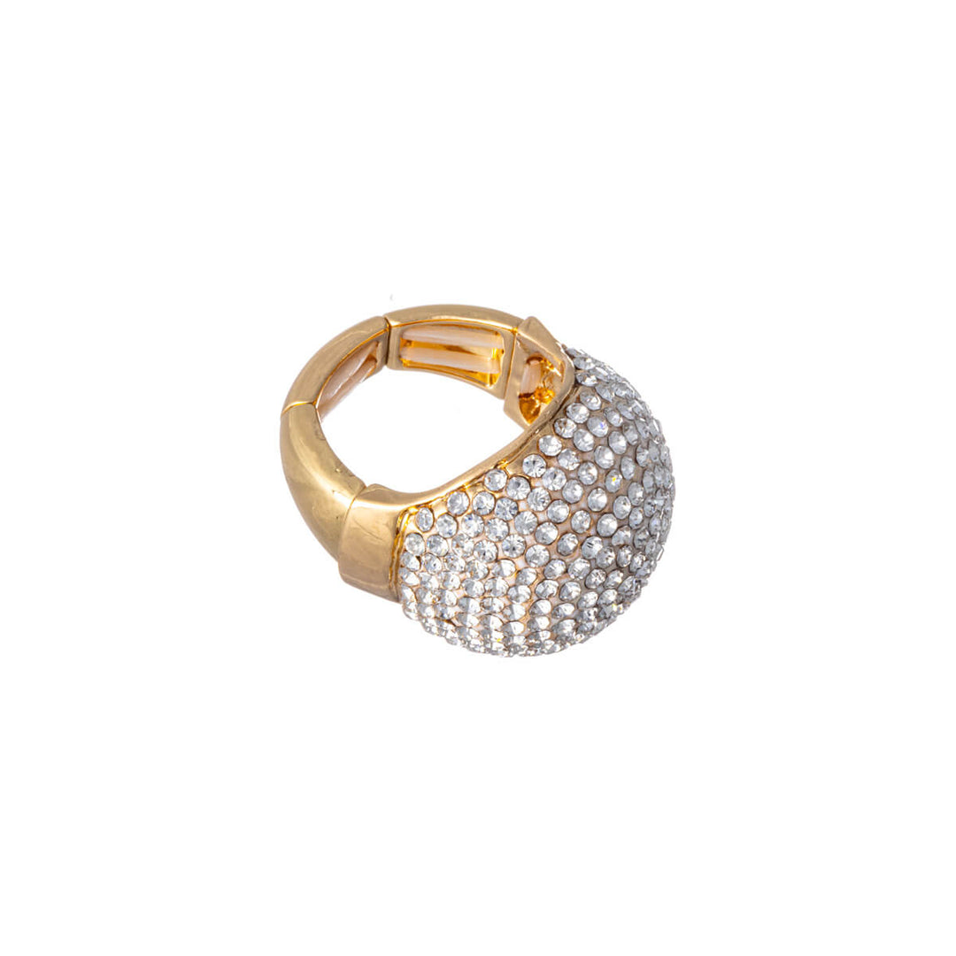 Impressive glass stone ring gold (flexible one size fits all)