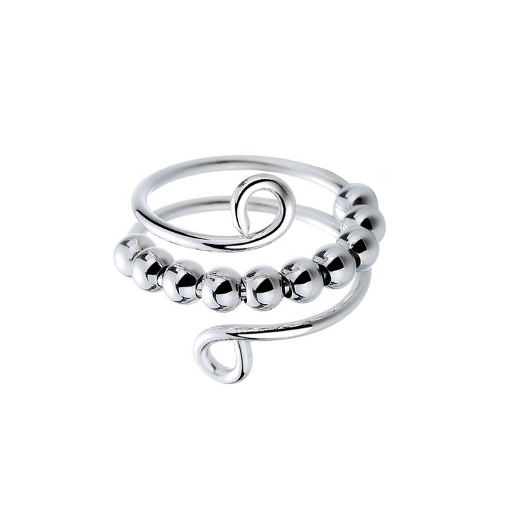 Rotating beads antistress ring with two threads (Steel 316L)