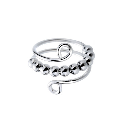 Rotating beads antistress ring with two threads (Steel 316L)