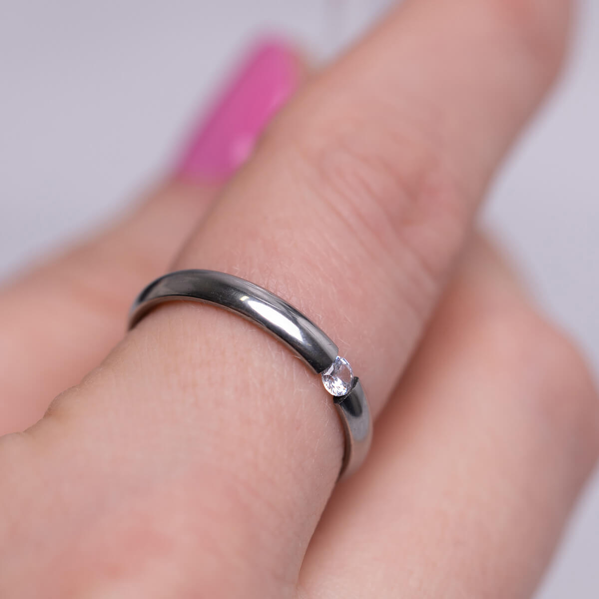 Narrow ring with zirconia stone 3mm (Steel 316L)