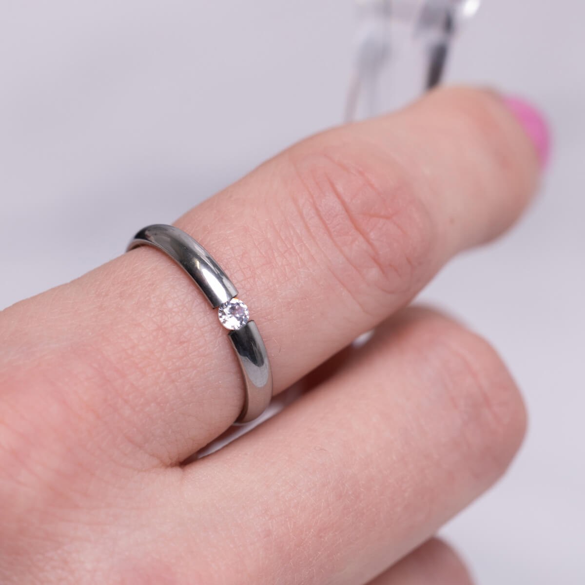 Narrow ring with zirconia stone 3mm (Steel 316L)