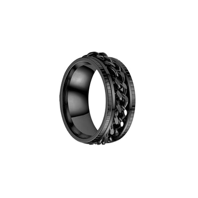 Size black rotating chain ring spinner (Steel 316L)
