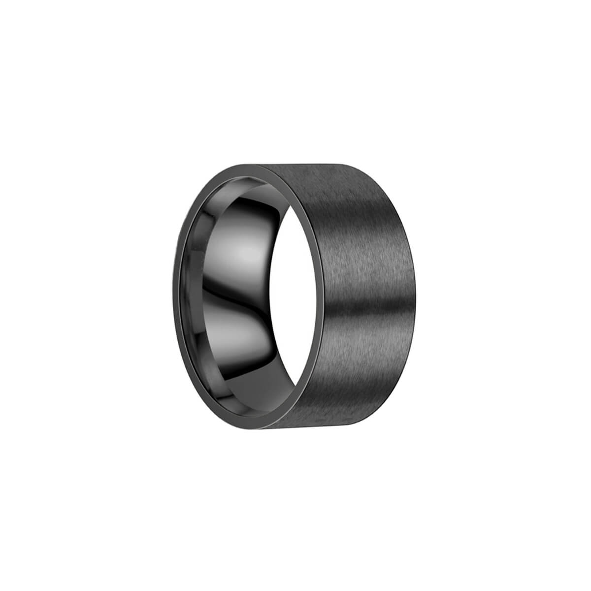 Wide brushed steel ring black flat ring 10mm