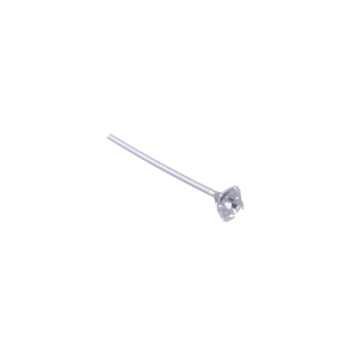 Straight bendable nose ring with stone 2,5mm (925 silver)