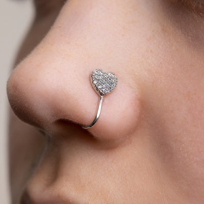 Fake nasal jewelry zirconia heart