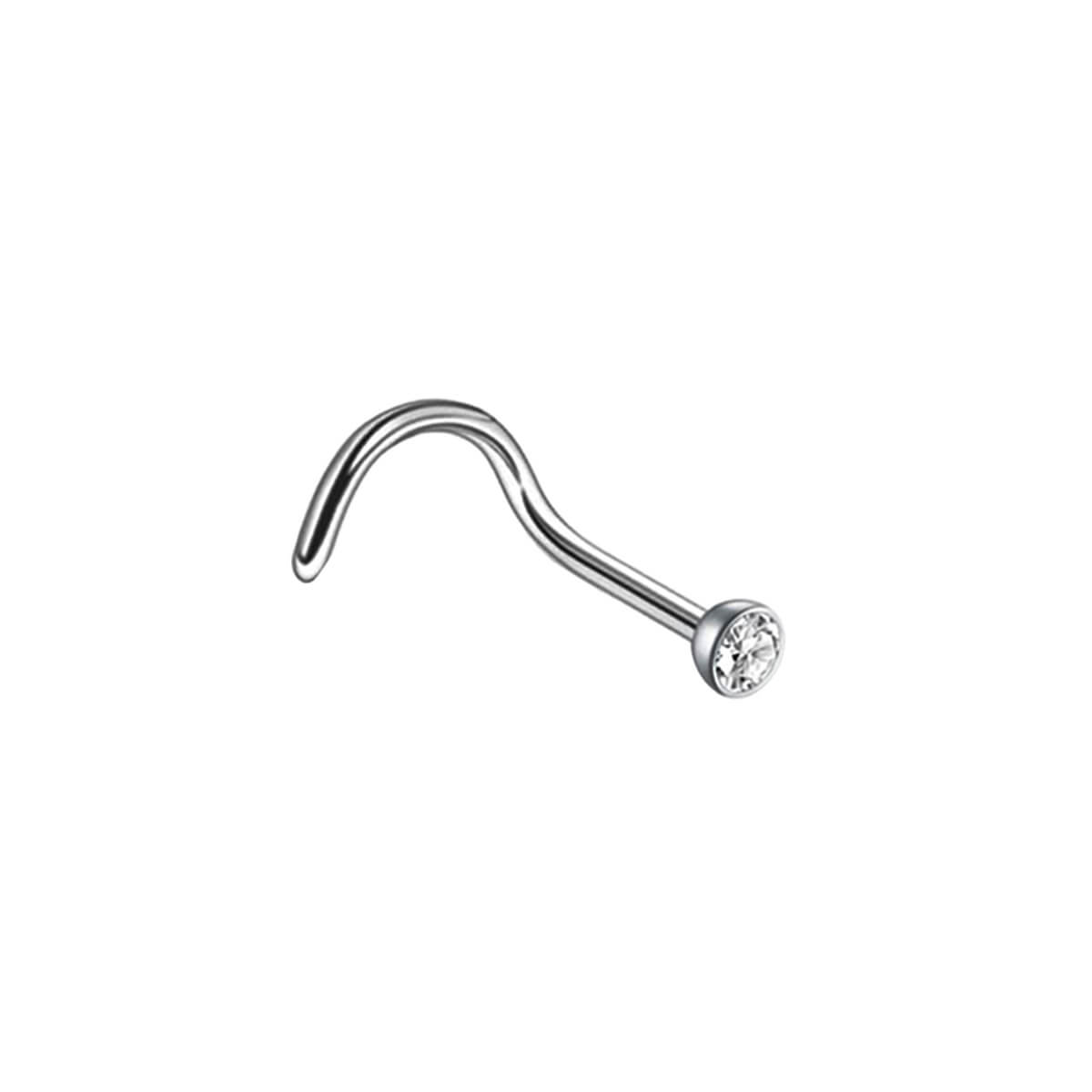 Spiral nose ring with stone 0.8mm (Steel 316L)