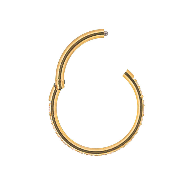 Gold plated hinged segment ring clicker pebbled 1.2mm (steel 316L)