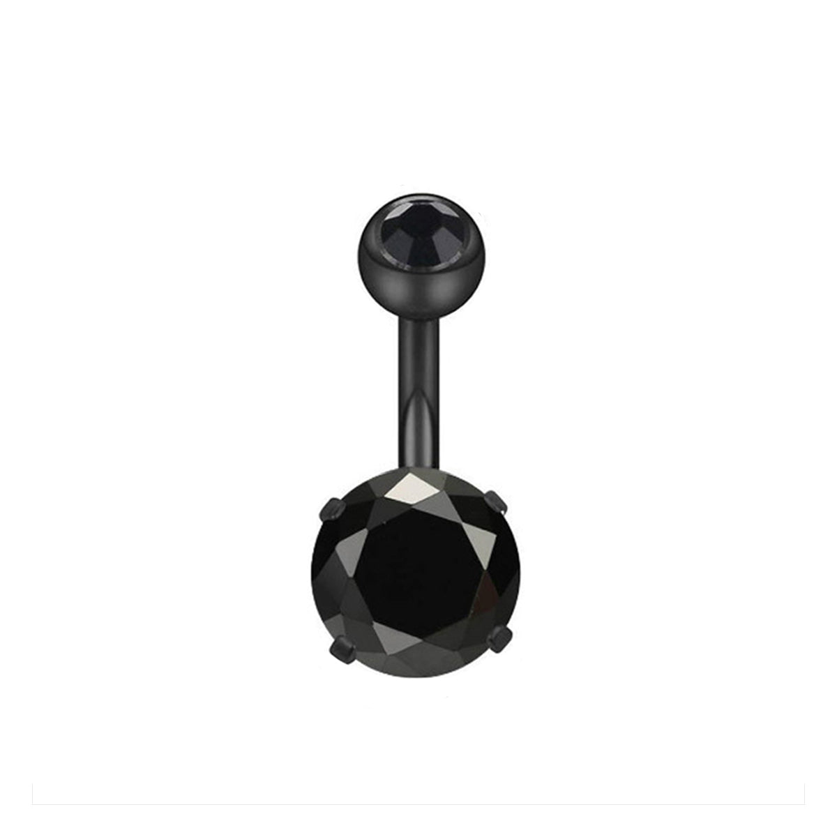 Stony zirconia black button earring 1.6 x 10mm (Steel 316L)